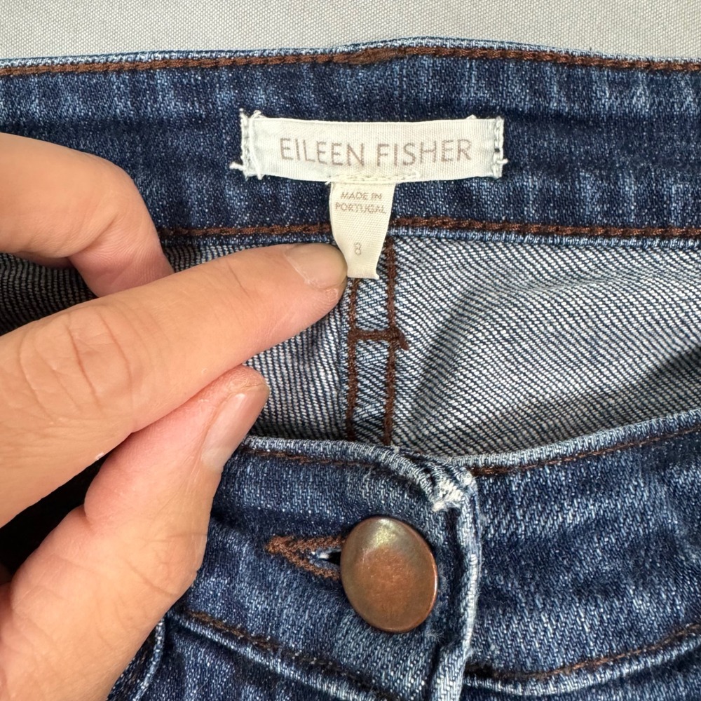 Eileen Fisher Womens Blue Straight Leg Medium Wash Denim Jeans Size 8 Classic - Picture 3 of 7